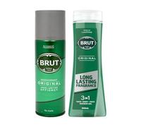 Brut 3-in-1 Shower Gel 600ml & Original Deodorant Spray 200ml Duo Set for Men