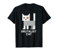 Brutalist Cat Geometric Blocky Architecture Style T-Shirt