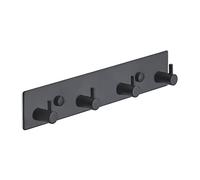 Brute Strength - Coat Rack - 4 Hooks - 25 cm - Stainless Steel - Door Hook for Kitchen, Hook Rail Black, Wall Coat Rack, Bathroom, Living Room and Hallway for hat Scarves Handbags, Towel Hooks