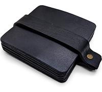 Brute Strength - Full grain leather coasters - Black - Square - 6 pcs - Square coaster for glass - Coasters for drinks - includes holder