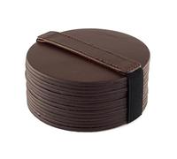 Brute Strength - Full grain leather coasters - Brown - Round - 14 pcs - Round coaster for glass - Coasters for drinks - includes holder