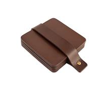 Brute Strength - Full grain leather coasters - Brown - Square - 6 pcs - Square coaster for glass - Coasters for drinks - includes holder