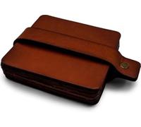 Brute Strength - Full grain leather coasters - Cognac - Square - 6 pcs - Square coaster for glass - Coasters for drinks - includes holder