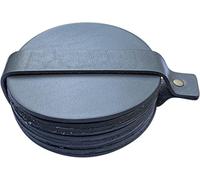 Brute Strength - Full-grain leather coasters - Grey - Round - Pack of 10 | Wipe-clean full-grain leather drink coasters for glasses and mugs; leather storage strap keeps the set together