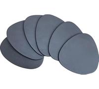 Brute Strength - Full grain leather coasters - Grey - Semi-round - 6 pcs - Ovale coaster for glass - Coasters for drinks - includes holder