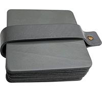 Brute Strength - Full grain leather coasters - Grey - Square - 10 pcs - Square coaster for glass - Coasters for drinks - includes holder