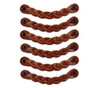 Brute Strength - Leather Cabinet Handles - Braided - Cognac - 6 pcs - 16.5 x 2.5 cm - Kitchen, Bathroom, Dresser