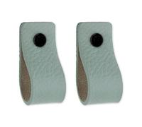 Brute Strength - Leather Cabinet Handles - Pale Green - 2 Pack - 12.5 x 2.5 cm - Industrial Style - Ergonomic & Safe for Kids