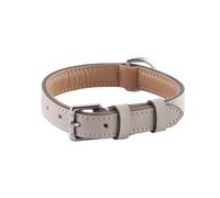 Brute Strength Leather Dog Collar Light Grey M 36-43 cm