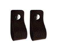 Brute Strength - Leather Handles for Furniture - Black - 2 pcs - 12,5 x 2,5 cm - Cabinet Handle, Door Handle for Kitchen, Bathroom, cabinets, Dresser, Wood