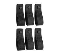 Brute Strength - Leather Handles for Furniture - Black - 6 pcs - 16,5 x 2,5 cm - Cabinet Handle, Door Handle for Kitchen, Bathroom, cabinets, Dresser, Wood