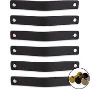 Brute Strength - Leather Handles for Furniture - Black - 6 pcs - 20 x 2,5 cm - Cabinet Handle, Door Handle for Kitchen, Bathroom, cabinets, Dresser, Wood