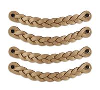 Brute Strength - Leather Handles for Furniture - Braided - Natural - 4 pcs - 20 x 2,5 cm - Cabinet Handle, Door Handle for Kitchen, Bathroom, cabinets, Dresser, Wood