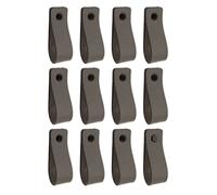 Brute Strength - Leather Handles for Furniture - Dark Grey - 12 pcs - 16,5 x 2,5 cm - Cabinet Handle, Door Handle for Kitchen, Bathroom, cabinets, Dresser, Wood