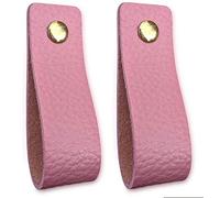 Brute Strength - Leather Handles for Furniture - Old Pink - 2 pcs - 16,5 x 2,5 cm - Cabinet Handle, Door Handle for Kitchen, Bathroom, cabinets, Dresser, Wood