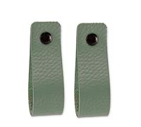 Brute Strength - Leather Handles for Furniture - Pale Green - 2 pcs - 16,5 x 2,5 cm - Cabinet Handle, Door Handle for Kitchen, Bathroom, cabinets, Dresser, Wood