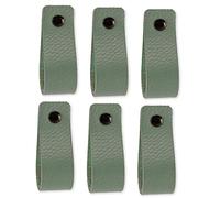 Brute Strength - Leather Handles for Furniture - Pale Green - 6 pcs - 16,5 x 2,5 cm - Cabinet Handle, Door Handle for Kitchen, Bathroom, cabinets, Dresser, Wood