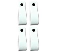 Brute Strength - Leather Handles for Furniture - White - 4 pcs - 16,5 x 2,5 cm - Cabinet Handle, Door Handle for Kitchen, Bathroom, cabinets, Dresser, Wood