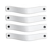Brute Strength - Leather Handles for Furniture - White - 4 pcs - 20 x 2,5 cm - Cabinet Handle, Door Handle for Kitchen, Bathroom, cabinets, Dresser, Wood