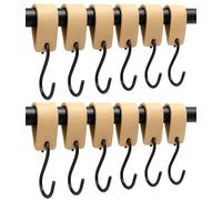 Brute Strength - Leather S Hooks for hanging - Natural - 24 Pieces - Incl. Silver & Black hooks for hanging coats, cups, towels, kitchen leather s-hooks