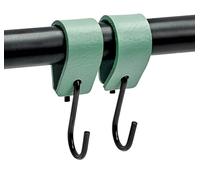 Brute Strength - Leather S Hooks for Hanging - Pale Green - 2 Pieces - Incl. Silver & Black Hooks for Hanging Coats, Cups, Towels, Kitchen Leather s-Hooks