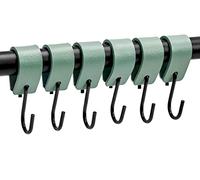 Brute Strength - Leather S Hooks for Hanging - Pale Green - 6 Pieces - Incl. Silver & Black Hooks for Hanging Coats, Cups, Towels, Kitchen Leather s-Hooks