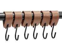 Brute Strength - Leather S Hooks for hanging - Taupe - 6 Pieces - Incl. Silver & Black hooks for hanging coats, cups, towels, kitchen leather s-hooks