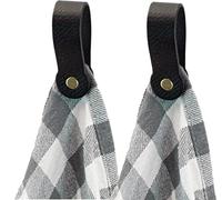 Brute Strength - Magnetic Towel Holder Leather - Black - 2 pcs - for Kitchen, Bathroom, Bath, Hook