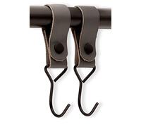 Brute Strength - Multifunctional hook with leather loop - grey - 2 x - coat hooks / coat hooks / camping hooks / leather
