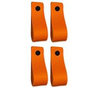 Brute Strength - Orange Leather Cabinet Handles - 4 Pack - 16.5 x 2.5 cm - Kitchen, Bathroom, Dresser