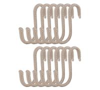 Brute Strength - S Shaped Hooks Wrapped in Full Grain Leather - 12 pcs - Light Grey - 10 cm Stainless Steel Metal Hangers Hanging Hooks for Kitchen, Work Shop, Bathroom