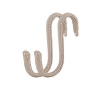 Brute Strength - S Shaped Hooks Wrapped in Full Grain Leather - 2 pcs - Light Grey - 10 cm Stainless Steel Metal Hangers Hanging Hooks for Kitchen, Work Shop, Bathroom