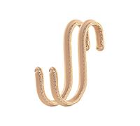 Brute Strength - S Shaped Hooks Wrapped in Full Grain Leather - 2 pcs - Natural - 10 cm Stainless Steel Metal Hangers Hanging Hooks for Kitchen, Work Shop, Bathroom