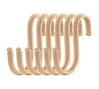 Brute Strength - S Shaped Hooks Wrapped in Full Grain Leather - 6 pcs - Natural - 10 cm Stainless Steel Metal Hangers Hanging Hooks for Kitchen, Work Shop, Bathroom