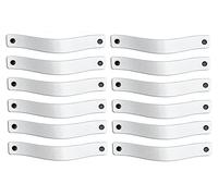 Brute Strength - White Leather Cabinet Handles - 12 pcs - 20 x 2.5 cm - Kitchen, Bathroom, Dresser