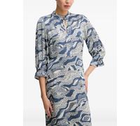 Bruuns Bazaar puff-sleeve abstract-print dress - Blue 34-36-38