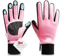 Bruvoalon Winter Gloves for Men & Women, 3M Thermal Insulation, Lycra Fabric, Touchscreen, Non-Slip, Pink, X-Large-1 Pair