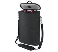 bruwaa 2 Bottle Wine Cooler Bag, Leakproof Insulated Padded Wine Gift Tote Carrier with Handle and Adjustable Shoulder Strap, for Travel, Wine Tasting, Party, Christmas Gift for Wine Lover - Black