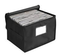 bruwaa 7-inch Vinyl Record Storage Box，Record Storage Case with Lid & Handles, Stackable & Collapsible Records Crate Holds up to 60 LP Records, Organizer for Valuable Albums, CDs - Black