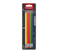 Bruynzeel College - Neon Graphite Pencil Set - 5 HB Pencils with Eraser Tips - School Use - Extra Strong Core