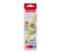 Bruynzeel Fineliner Brush Pens 6-Piece Set, Neon