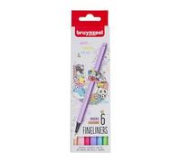 Bruynzeel Pastel Colour Fineliner Brush Pens 6-Piece Set