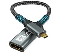 BRV Explorer Micro HDMI to HDMI Adapter, 4K@60Hz 1440P@144Hz Type D Female Cable, 3D ARC HEC HDCP Compatible for Laptop, HDTV, Monitor, Raspberry Pi 5/4/400/Pico, Hero 7/6/5, Camera, PS4/5