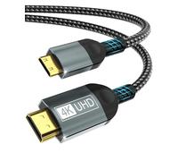 BRV Explorer Mini HDMI to HDMI Cable 2M, 4K@60Hz 1440P@144Hz High Speed Mini HDMI 2.0 Cable, Support HDR UHD ARC HDCP Compatible with DSLR Camera Raspberry Pi Zero TV Laptop Portable Monitor