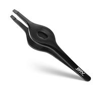 BRV MEN Wide Grip Slant Tweezers - Titanium Plated Stainless Steel - Perfectly Aligned Slanted Tips for Precision - Professional Tweezers for Eyebrows and Nose/Ear/Facial Hair - 9.6 cm (Black)