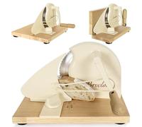 Brvclon Foldable Manual Bread Slicer with Wooden Board & Foldable Handle,0-0.9" Adjustable Thickness,Serrated Blade & Suction Cup,Bread Slicer for Homemade Sourdough Bread,Soft Bread,Bagels,and More
