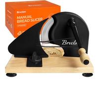 Brvclon Manual Bread Slicer Adjustable Thickness, Hand Crank Bread Slicer for Homemade Sourdough Bread with Scale Line & Suction Cup & Metal Guide,Quality Solid Wood Base & Gift-Level Packaging