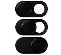 Brvlsoc Webcam Cover Slide (3-Pack) - Ultra-Thin Metal Privacy Cover for Laptop, MacBook, iMac, iPad, PC & iPhone - Black