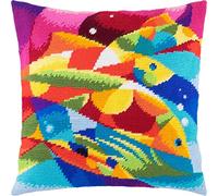 Brvsk Abstract Fish. Embroidery Kit w/Printed Tapestry Canvas (40 × 40 cm) - Embroidery Cushion Kit for Creative Home Décor - Needlework Kit for Adult Beginners