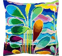 Brvsk Abstract Tree. Embroidery Kit w/Printed Tapestry Canvas (40 × 40 cm) - Embroidery Cushion Kit for Creative Home Décor - Needlework Kit for Adult Beginners
